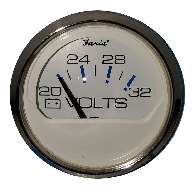Faria Chesapeake White 2″ Voltmeter (20-32 VDC) [13860]