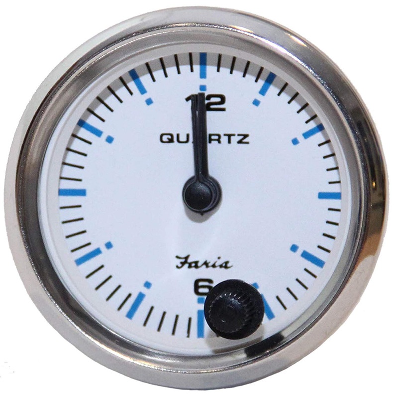 Faria Chesapeake White SS 2″ Quartz Analog Clock [13891]