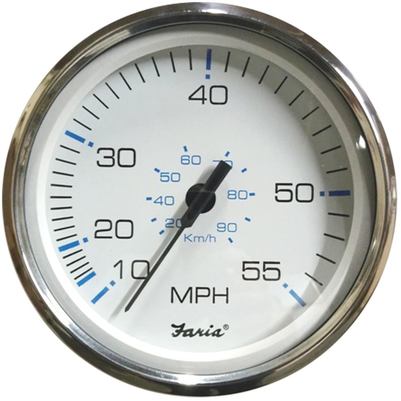 Faria Chesapeake White SS 5″ Speedometer 55 MPH (Mechanical) [SE9504]