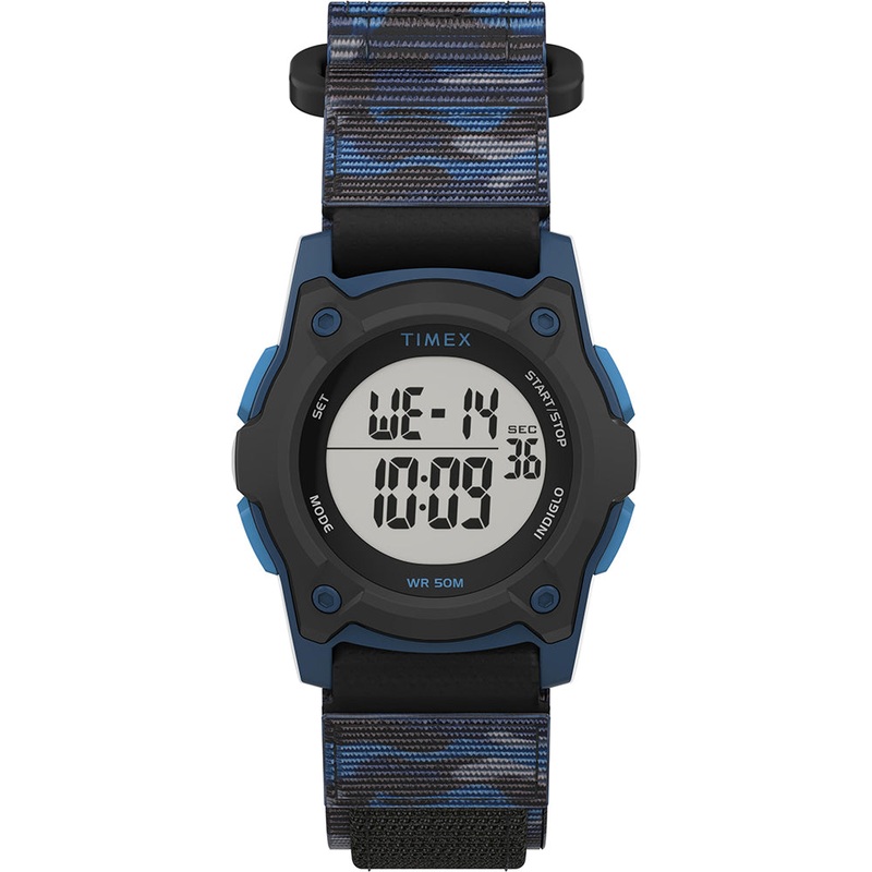 Timex Kids Digital 35mm Watch – Blue Camo w/Fastwrap Strap [TW7C77400XY]