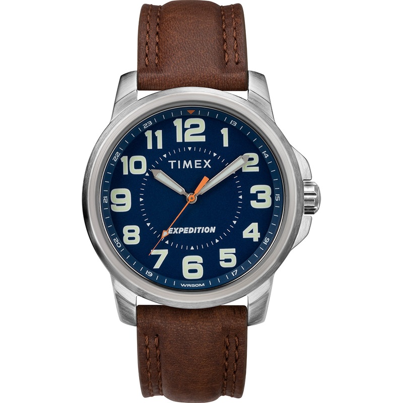 Timex Mens Expedition Metal Field Watch – Blue Dial/Brown Strap [TW4B16000JV]