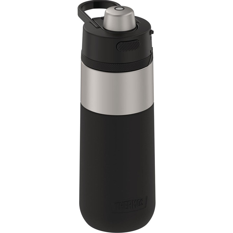 Thermos Guardian Collection Stainless Steel Hydration Bottle – 18oz – Hot 5 Hours/Cold 14 Hours – Stainless Steel  Black [TS4309MS4]