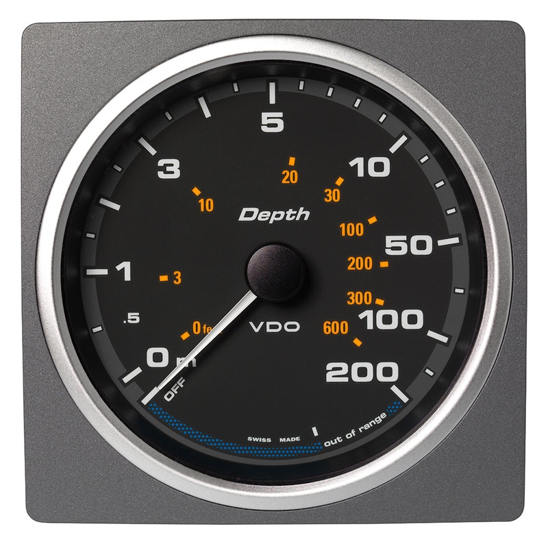 Veratron 4-3/8″ (110mm) AcquaLink Depth Gauge 200M/660 – 12/24V – Black Dial  Bezel [A2C59501903]