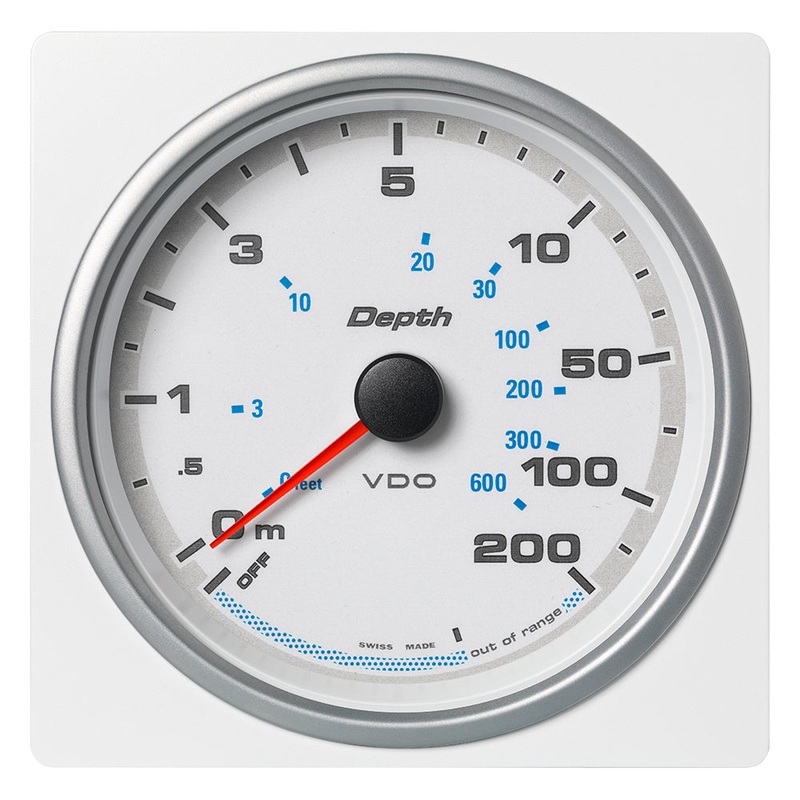 Veratron 4-3/8″ (110mm) AcquaLink Depth Gauge 200M/660 – 12/24V – White Dial  Bezel [A2C1338810001]