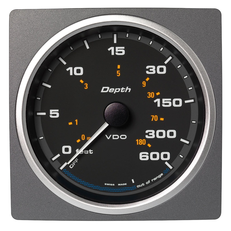 Veratron 4-3/8″ (110mm) AcquaLink Depth Gauge 660/200M – 12/24V – Black Dial  Bezel [A2C59501904]