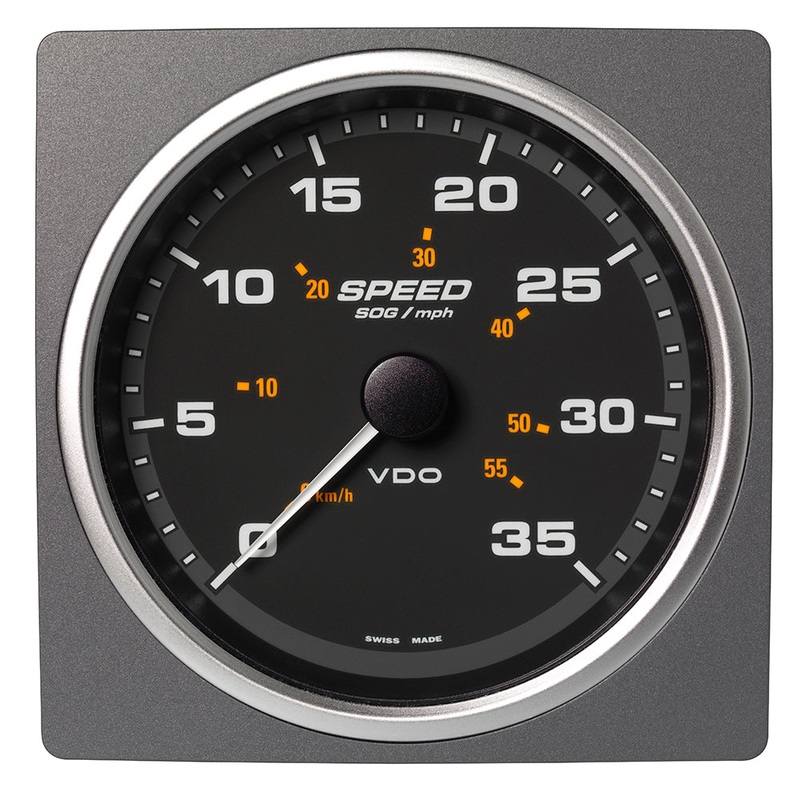 Veratron 4-3/8″ (110mm) AcquaLink Speed Over Ground 35 MPH/60 KMH – 12/24V – Black Dial  Bezel [A2C59501910]
