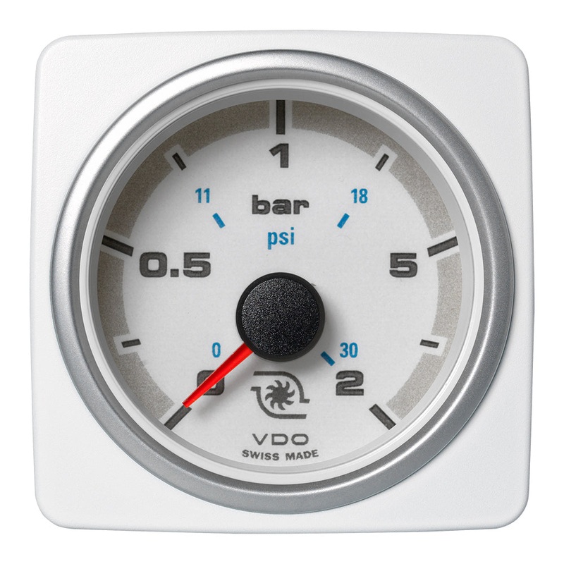 Veratron 52 MM (2-1/16″) AcquaLink Boost Press Gauge 2 Bar/30 PSI – White Dial  Bezel [A2C1338720001]