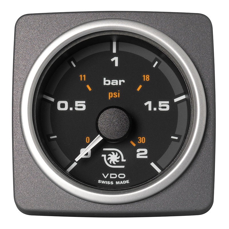 Veratron 52 MM (2-1/16″) AcquaLink Boost Pressure Gauge 2 Bar/30 PSI – Black Dial  Bezel [A2C59501944]