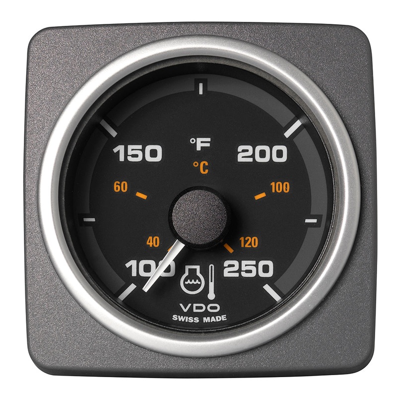 Veratron 52 MM (2-1/16″) AcquaLink Coolant Temp Gauge 100 to 250F – Black Dial  Bezel [A2C59501932]