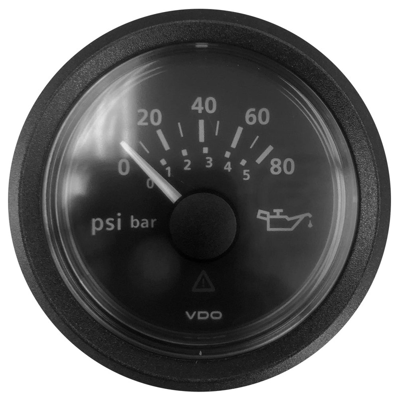 Veratron 52 MM (2-1/16″) ViewLine Oil Pressure Gauge – 0 to 80 PSI – Black Dial  Bezel [A2C534130060]
