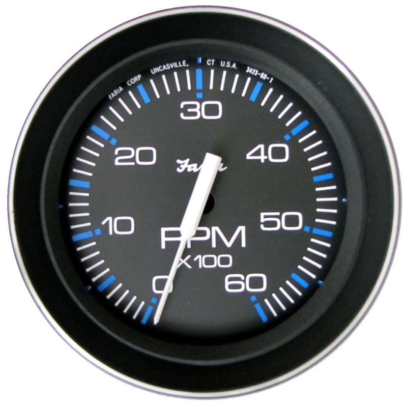 Faria Coral 4″ Tachometer 6000 RPM (Gas) (Inboard and I/O) [33004]