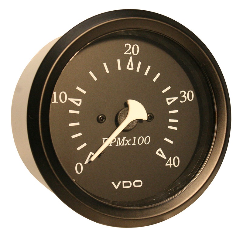 VDO Cockpit Marine 85MM (3-3/8″) Diesel Tachometer – 4000 RPM – Black Dial/Bezel [333-11915]
