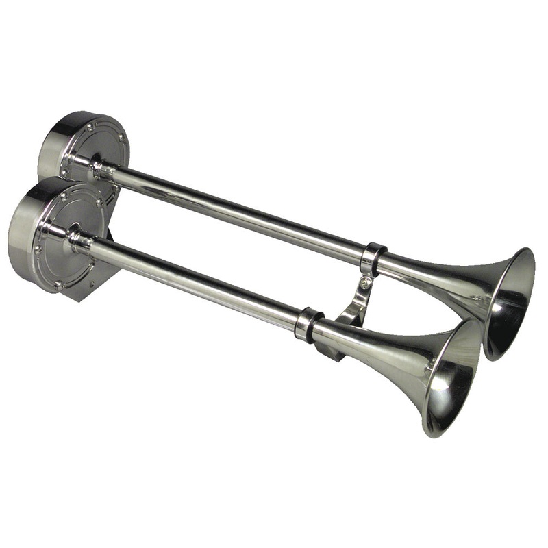 Schmitt  Ongaro Deluxe All-Stainless Dual Trumpet Horn – 12V [10028]