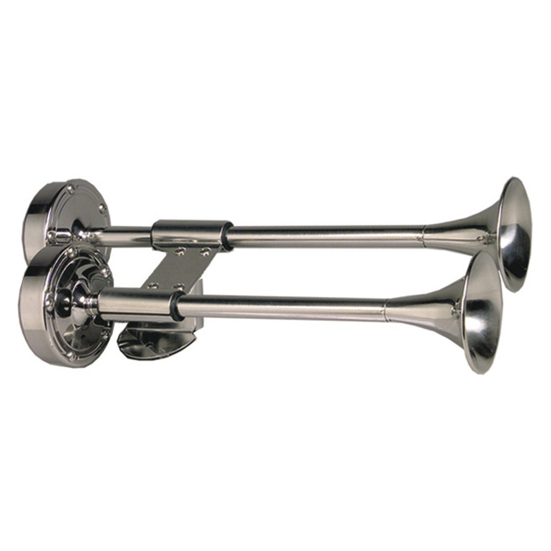 Schmitt  Ongaro Deluxe All-Stainless Shorty Dual Trumpet Horn – 12V [10012]