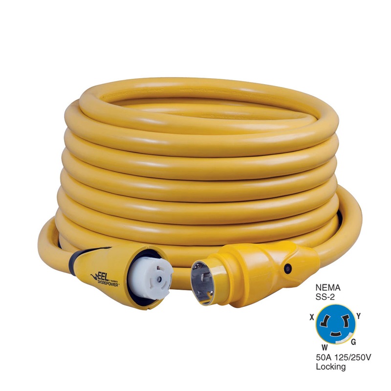 Marinco CS504-50 EEL 50A 125V/250V Shore Power Cordset – 50′ – Yellow [CS504-50]