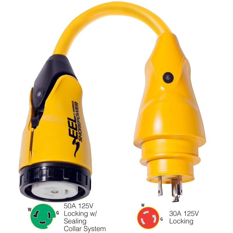 Marinco P30-503 EEL 50A-125V Female to 30A-125V Male Pigtail Adapter – Yellow [P30-503]