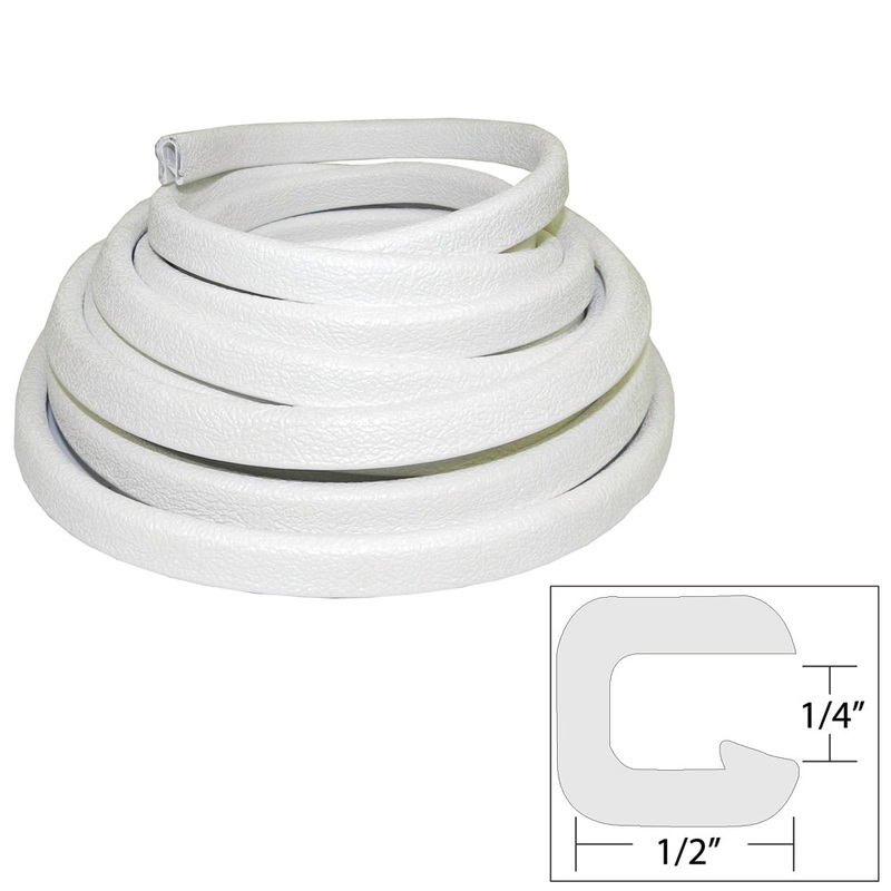 TACO Flexible Vinyl Trim – 1/4″ Opening x 1/2″W x 25’L – White [V30-1008W25-1]