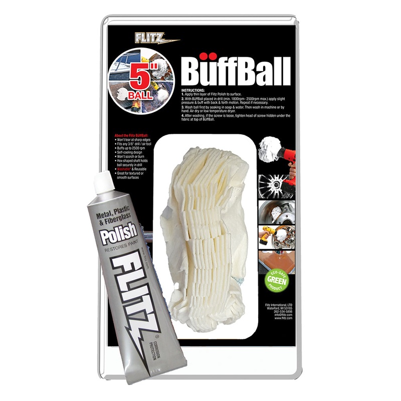 Flitz Buff Ball – Large 5″ – White w/1.76oz Tube Flitz Polish [PB 101-50]