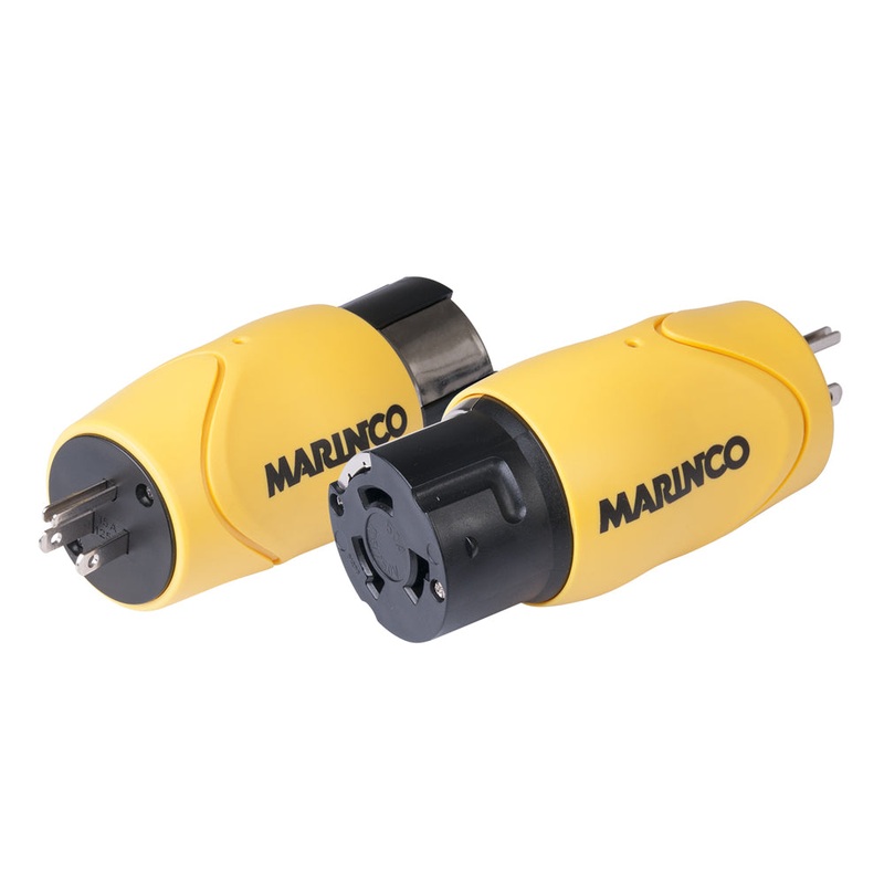 Marinco Straight Adapter – 15A Male Straight Blade to 50A 125/250V Female Locking [S15-504]