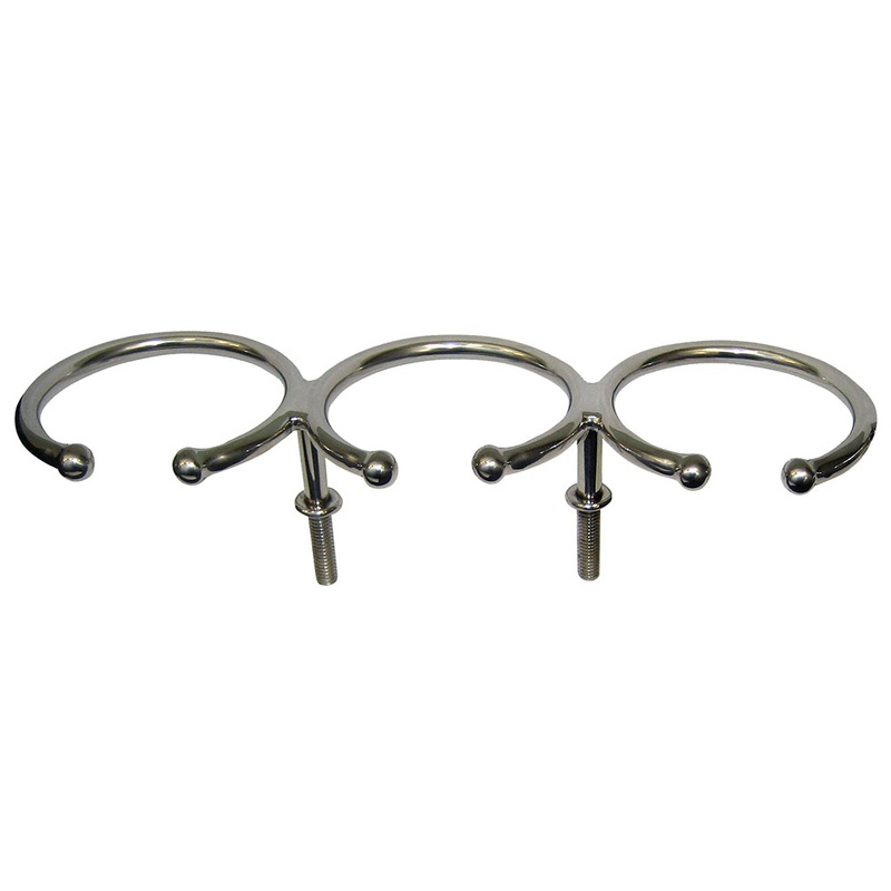 Whitecap Top Mount Ring SS Cup Holder – 3-Drink – Stud Mount [S-3514]