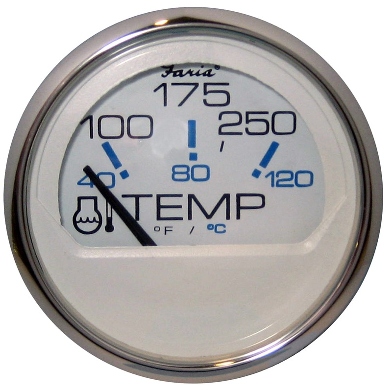 Faria Chesapeake White SS 2″ Water Temperature Gauge – Metric (40 to 120C) [13828]