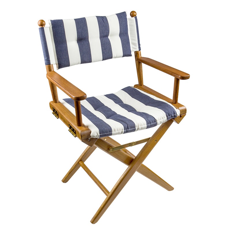 Whitecap Directors Chair w/Navy  White Cushion – Teak [61040]