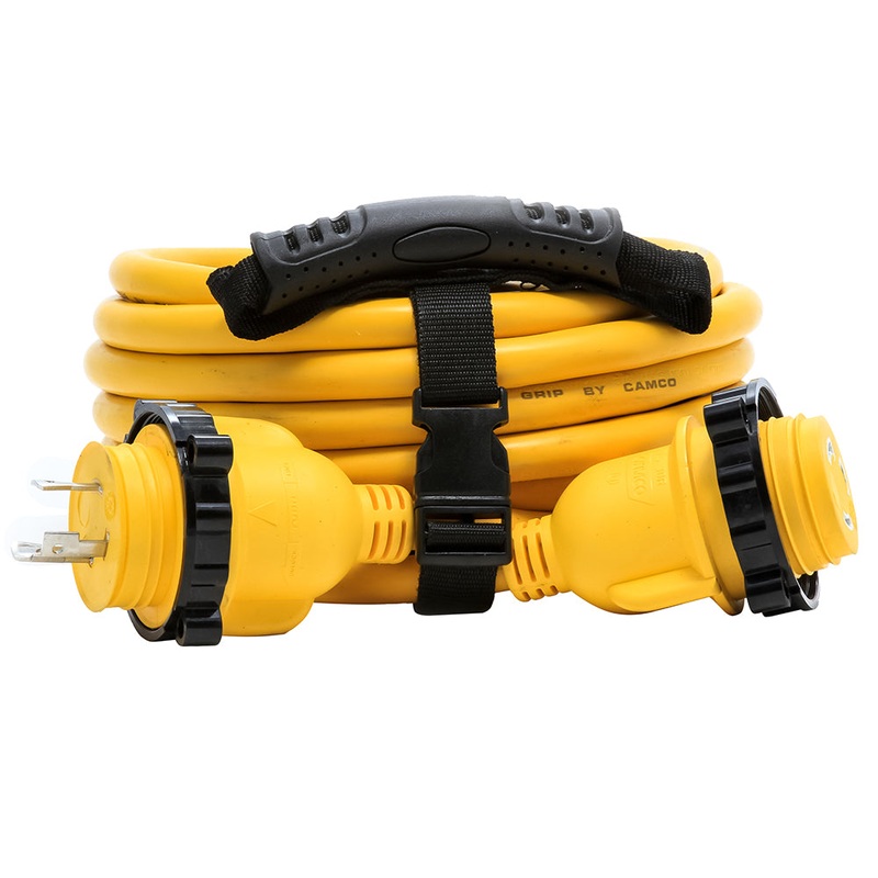 Camco 30 Amp Power Grip Marine Extension Cord – 25 M-Locking/F-Locking Adapter [55611]