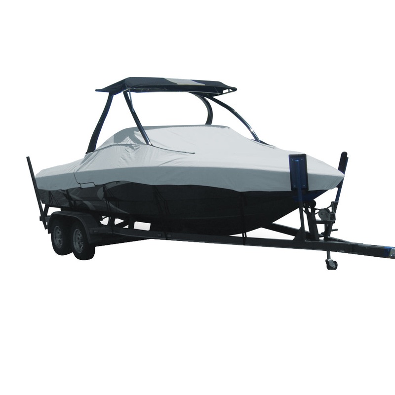 Carver Performance Poly-Guard Specialty Boat Cover f/19.5 Tournament Ski Boats w/Tower – Grey [74519P-10]