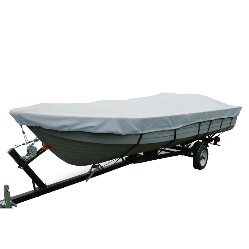 Carver Performance Poly-Guard Wide Series Styled-to-Fit Boat Cover f/13.5 V-Hull Fishing Boats Without Motor – Grey [70113P-10]
