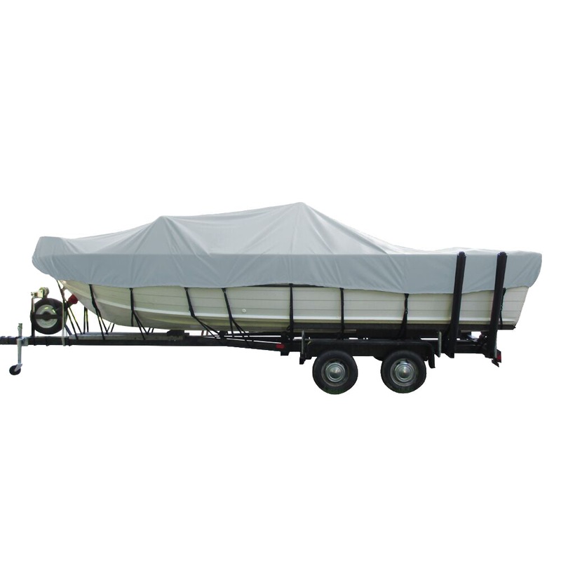 Carver Performance Poly-Guard Wide Series Styled-to-Fit Boat Cover f/18.5 Aluminum V-Hull Sterndrive Boats w/Walk-Thru Windshield – Grey [72418P-10]