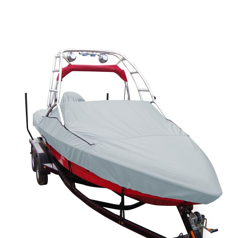 Carver Performance Poly-Guard Specialty Boat Cover f/19.5 V-Hull Runabouts w/Tower – Grey [97019P-10]