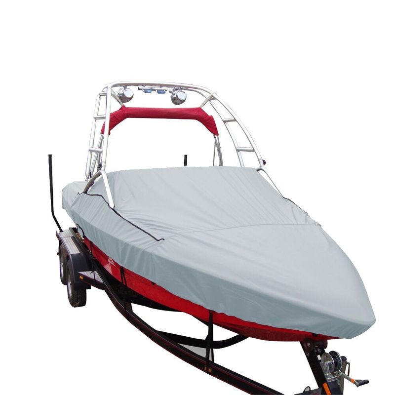 Carver Performance Poly-Guard Specialty Boat Cover f/20.5 Sterndrive V-Hull Runabouts w/Tower – Grey [97120P-10]