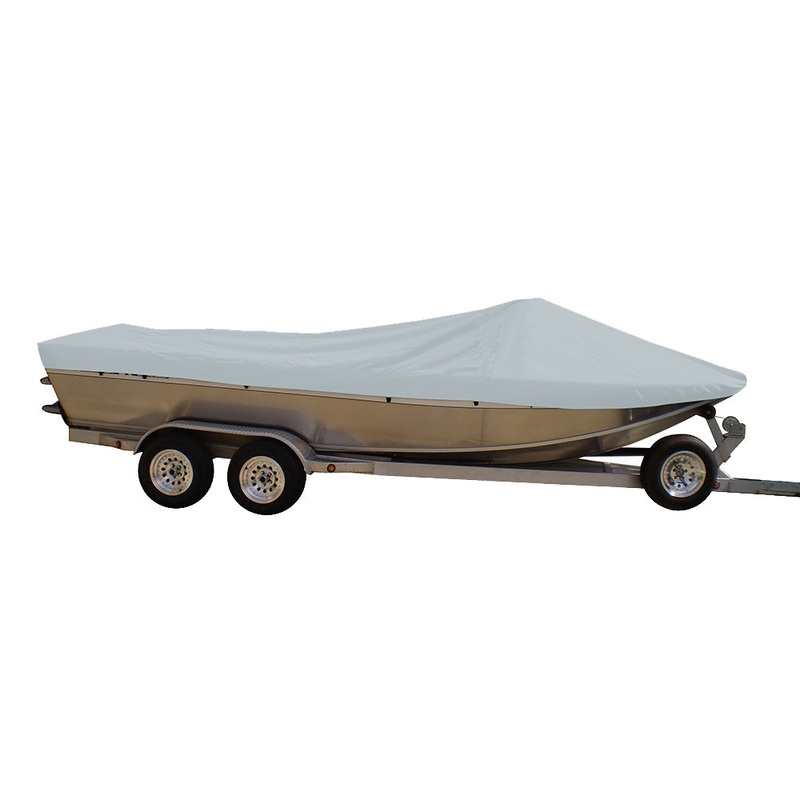 Carver Performance Poly-Guard Styled-to-Fit Boat Cover f/18.5 Sterndrive Aluminum Boats w/High Forward Mounted Windshield – Grey [79118P-10]