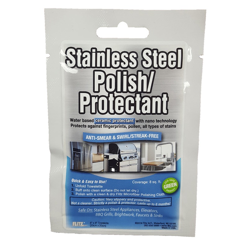 Flitz Stainless Steel Polish 8″ x 8″ Towelette Packet [SS 01301]