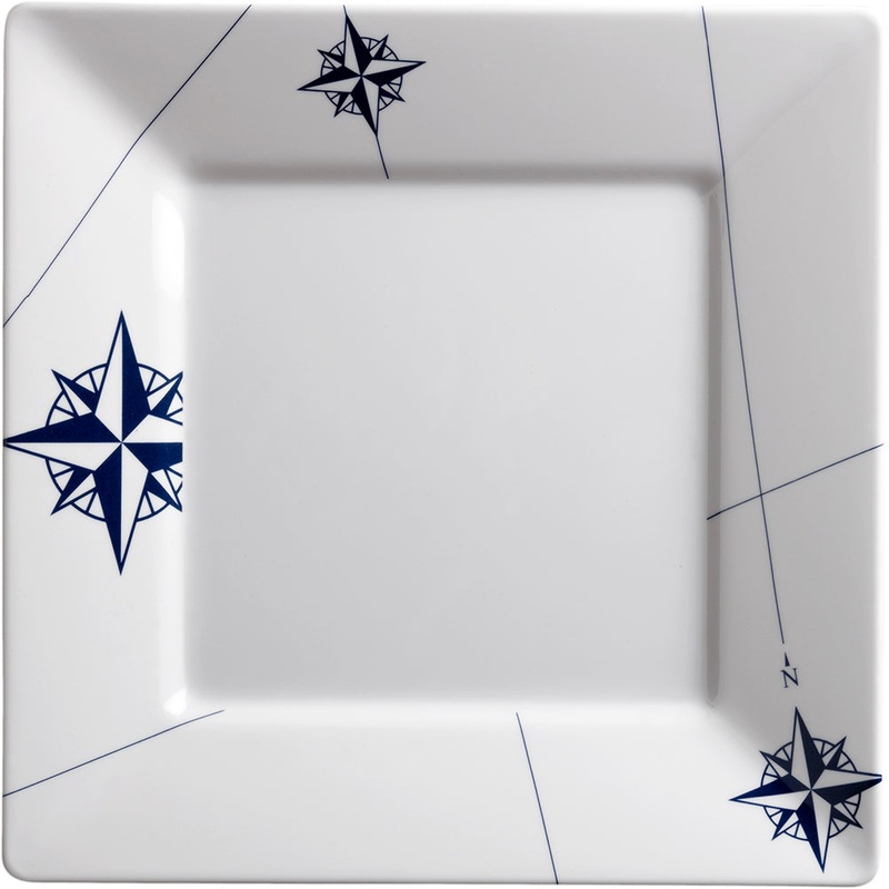 Marine Business Melamine Square, Flat Dinner Plate – NORTHWIND – 10″ x 10″ Set of 6 [15021C]