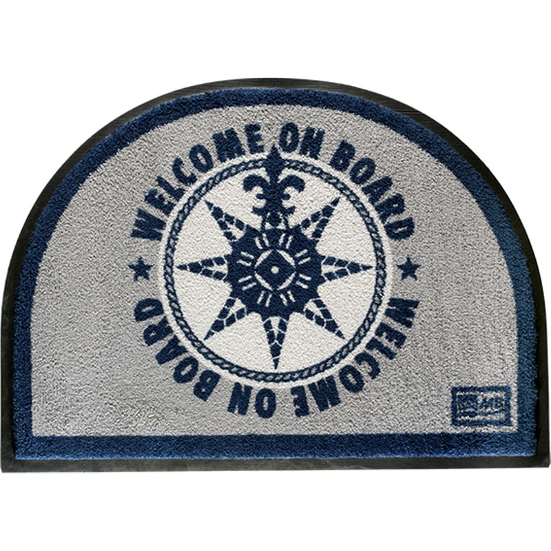 Marine Business Non-Slip WELCOME ON BOARD Half-Moon-Shaped Mat – Blue/Grey [41220]