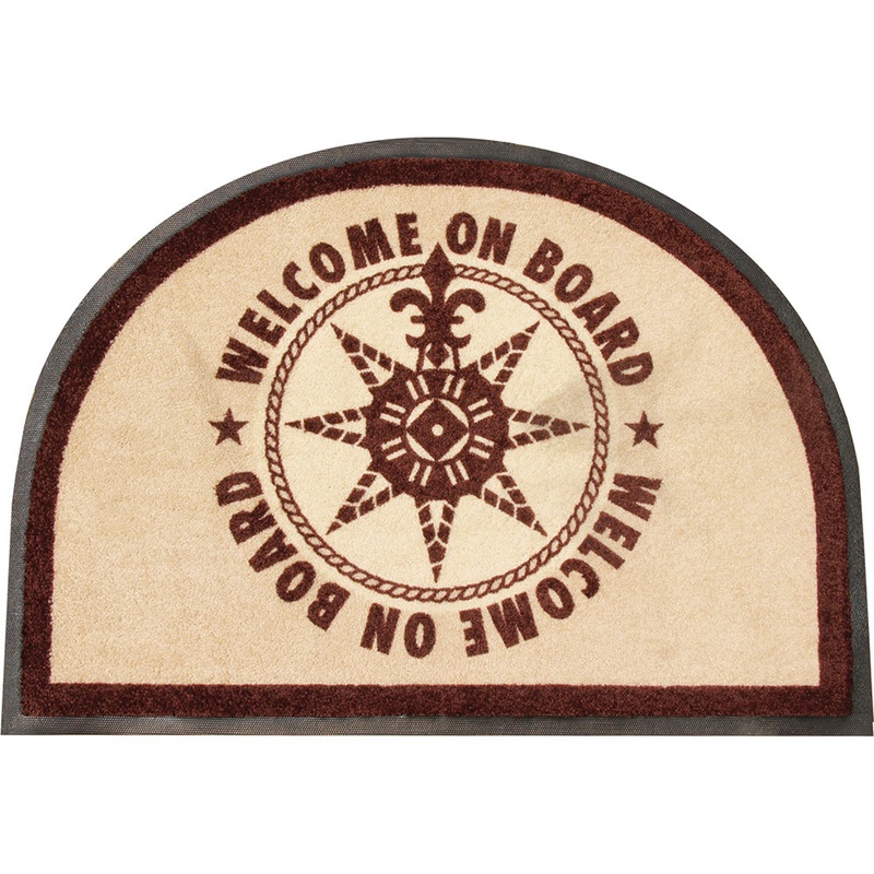 Marine Business Non-Slip WELCOME ON BOARD Half-Moon-Shaped Mat – Brown [41218]