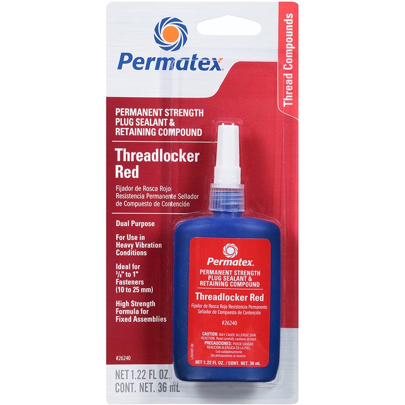 Permatex Permanent Strength Threadlocker RED  Cup/Core Plug Sealant Retaining Compound – 36ml [26240]