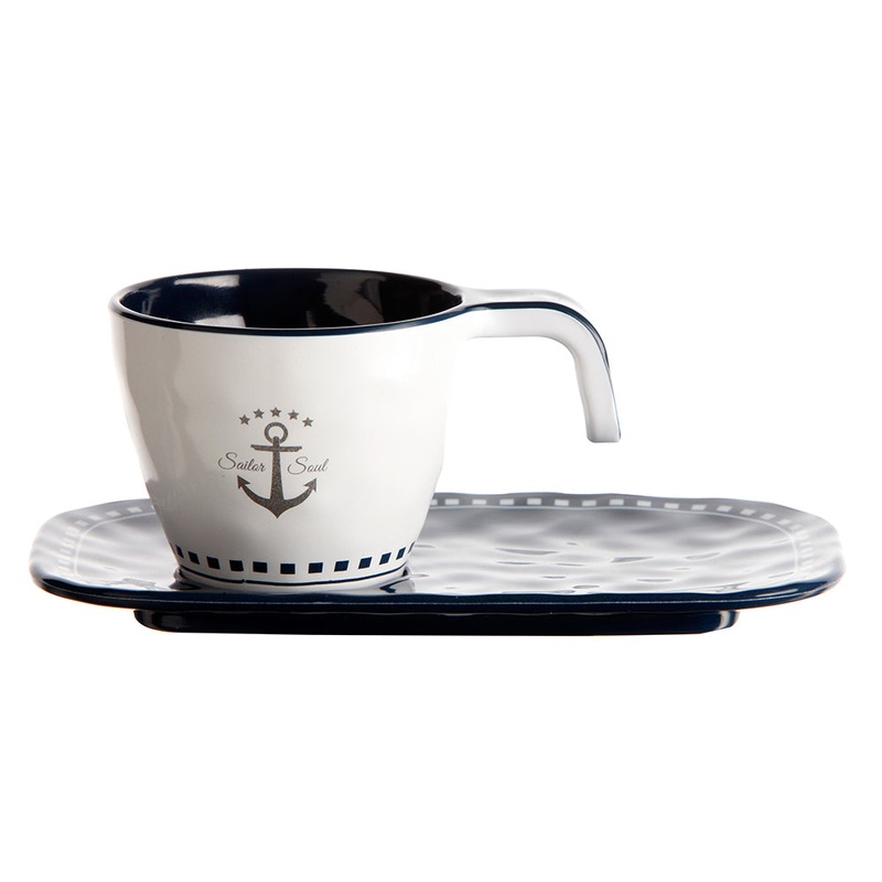 Marine Business Melamine Espresso Cup  Plate Set – SAILOR SOUL – Set of 6 [14006C]