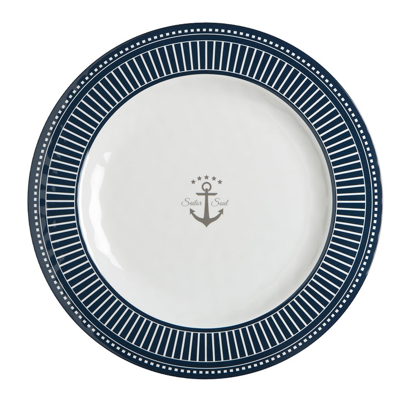 Marine Business Melamine Flat, Round Dinner Plate – SAILOR SOUL – 10″ Set of 6 [14001C]