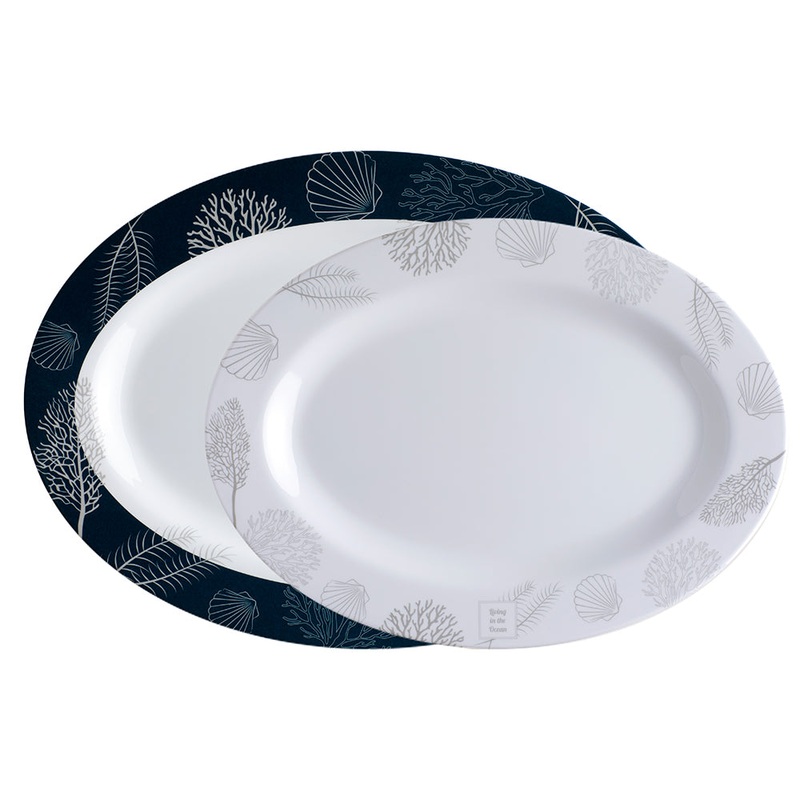 Marine Business Melamine Oval Serving Platters Set – LIVING – Set of 2 [18009]