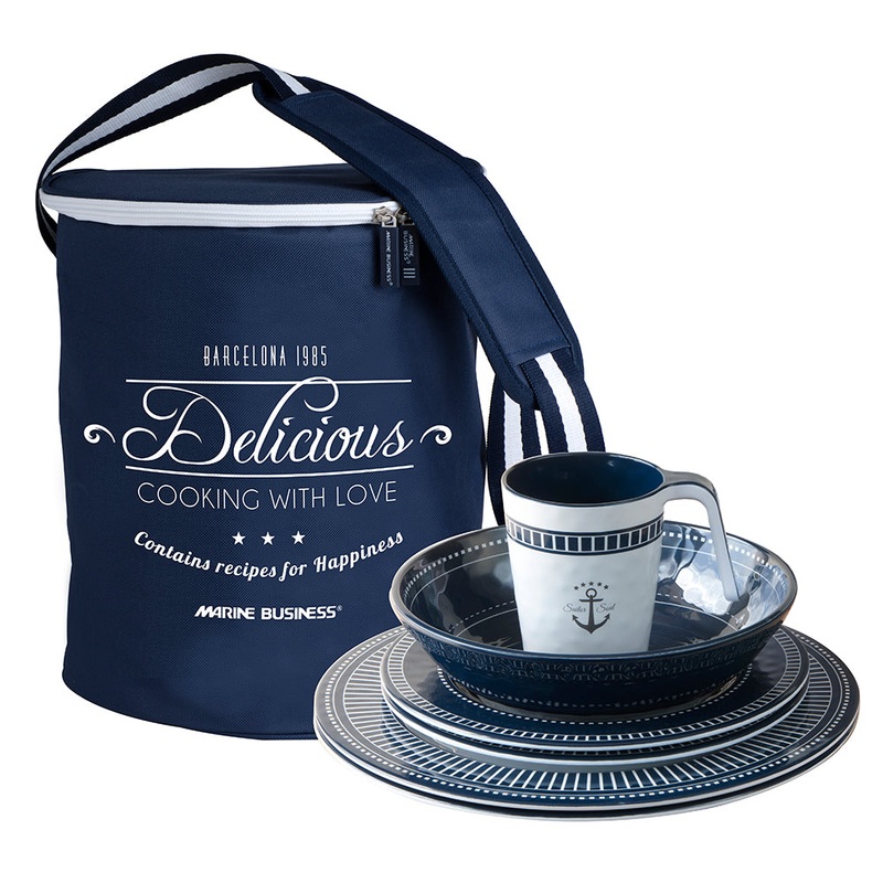Marine Business Melamine Tableware Set  Basket – SAILOR SOUL – Set of 24 [14144]